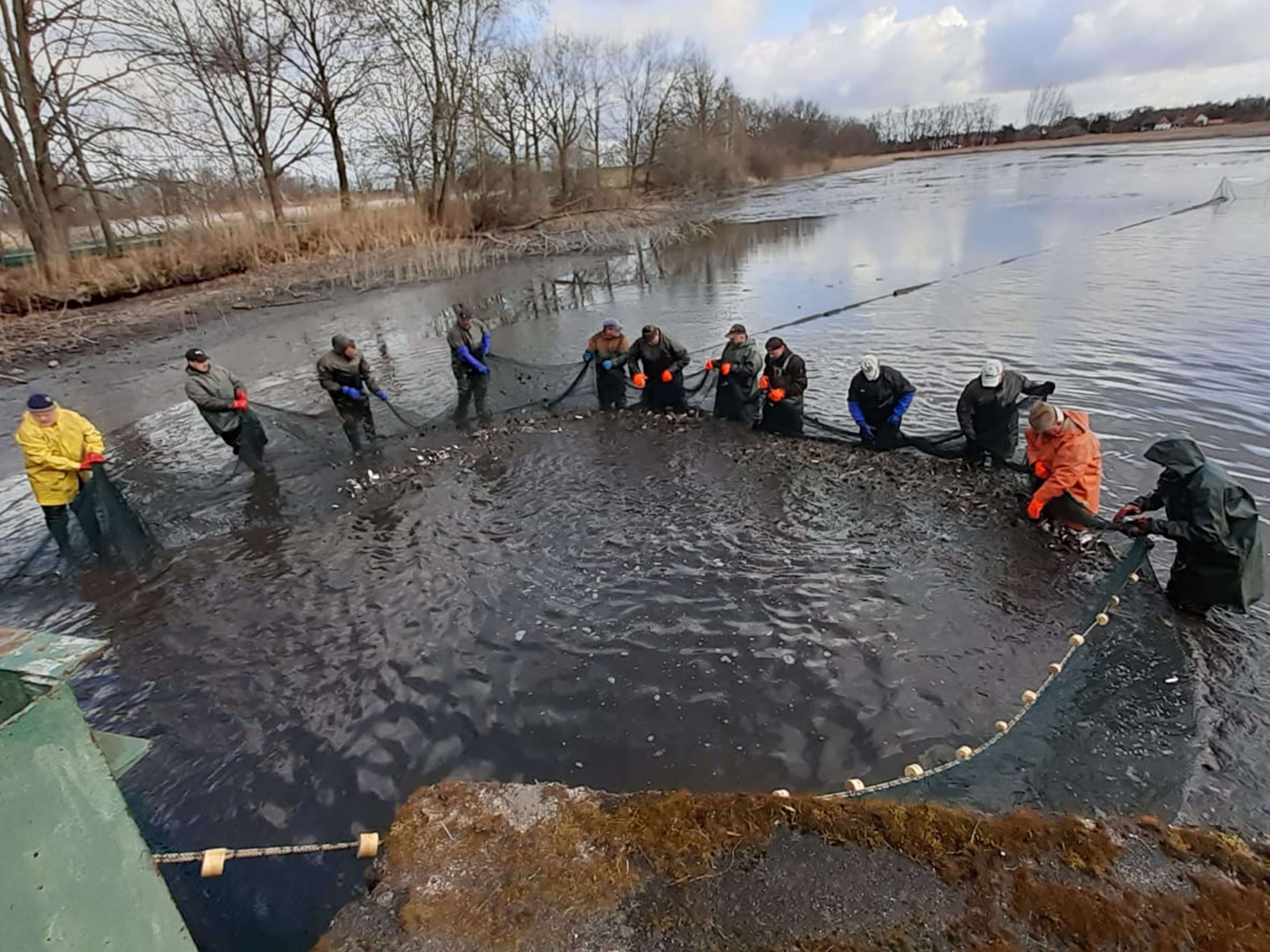 Zusammenziehen des Zugnetzes